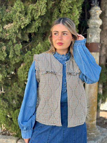 Chale acolchado cuadros